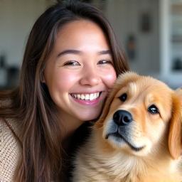 Sarah and her Golden Retriever, Mochi